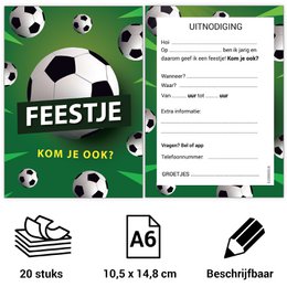  Soccer-themed invitation cards, 20 cards, 10.5 x 14.8 cm, printable