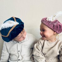 Luxe Pietenmuts | Blauwe velvet | Sint staf