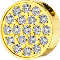 PURE - Round pendant with set zirconia made of stainless steel - gold