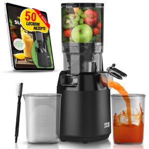 LEBENLANG Entsafter Slow Juicer - Inkl. Rezeptbuch & Große 130mm Öffnung I Perfekt für Obst ganze Früchte und Gemüse 100% BPA-Frei I Best Juicer Machine Saftpresse elektrisch Masticating Green Press