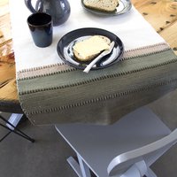 shadow olive green woven cotton table runner medium