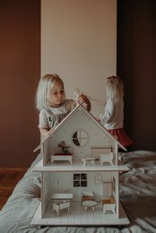 Wooden Dollhouse, modular construction, minimalist design