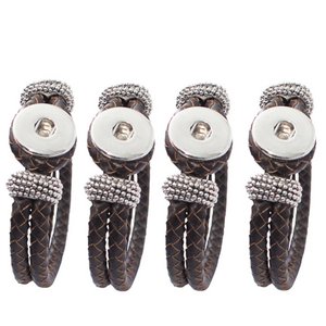 Set of 4 braided leather bracelets. The leather strap has room for a Click Button Chunk Nugget