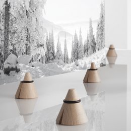 Présentoir plein de 120 pinces photos & mémo en bois "i-cone" noir + présentoir offert