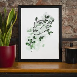 Leaves Hair Line Art Print