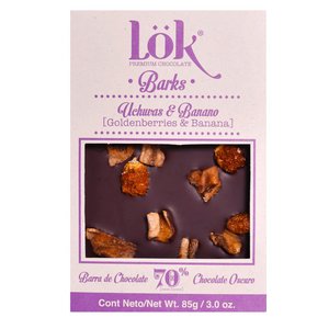 Donkere chocoladereep met banaan en Physalis | 70% cacao | 85 g