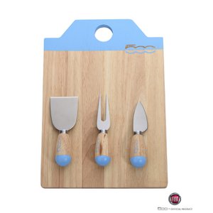 FIAT, set van 3, kaasmessen, kaasplank, snijplank, rubberen houten handvat, roestvrijstalen mes, mes