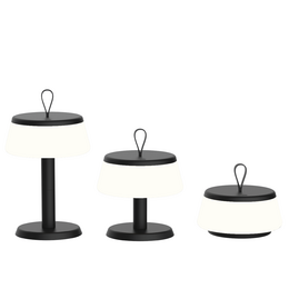  Black 3-in-1 modular table lamp, adjustable heights, modern minimalist design, stackable bases.