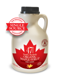 Dark, robust maple syrup from Canada, Grade A, 500ml bottle.