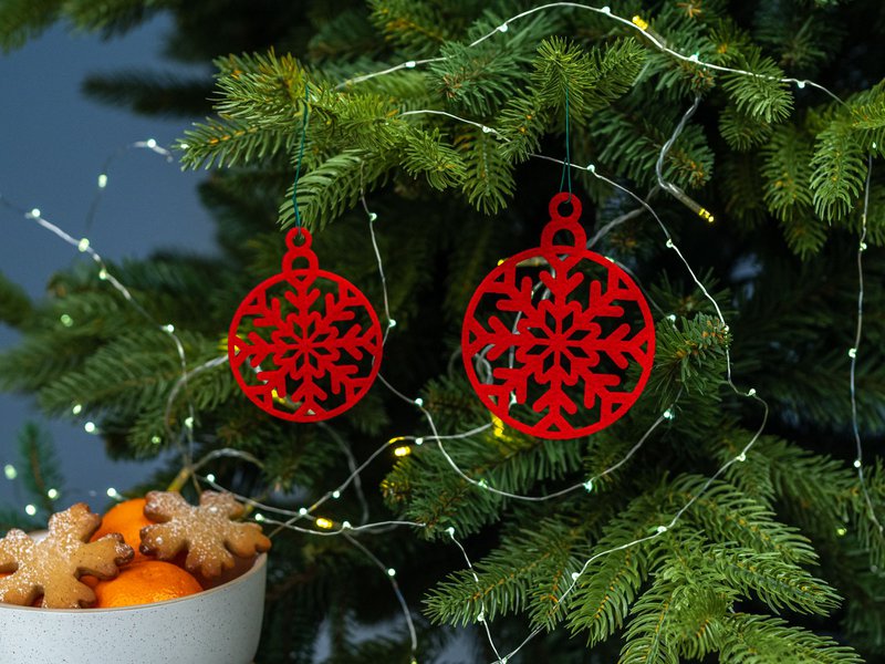 Décorations de sapin de Noël SNOWFLAKE rond