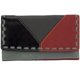 Sunsa women's wallet. leather purse. Wallet with RFID protection. Sustainable wallet made from leather scraps. Large women's wallet with many credit card compartments - wallet/purses for women the best gift idea.