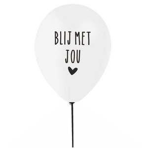 Ballonnen juf 'Blij met jou' met stokjes