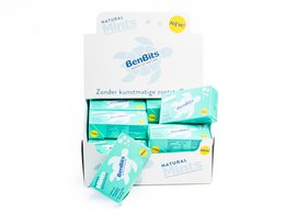  Peppermint-flavored mints in a white and green box packaging. The mints are described as natural and sugar-free.