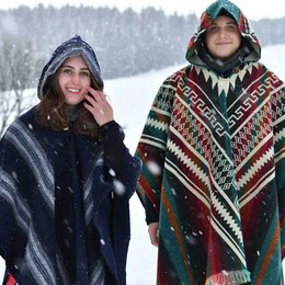 Poncho in alpaca colorato - Prodotto in Ecuador
