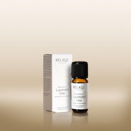 Lavender essential oil, fine quality, dark glass bottle with black cap, natural cosmetic product.