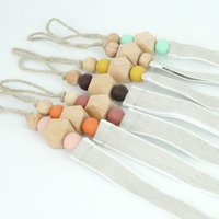 Pacifier ribbon linen natural wood blush OK 3037