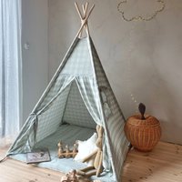 Mint - tipi, een tentje voor kinderen met een dubbelzijdige mousseline vloermat