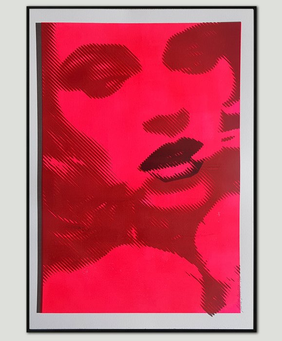 Mixed Media - Biting Lip in Neon #2