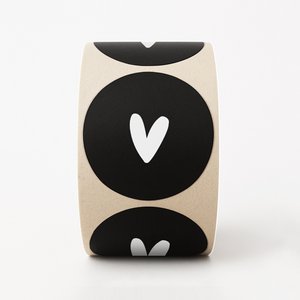 Stickers | 250 on roll | Heart | Black