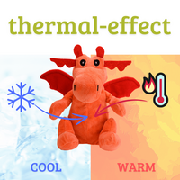 Heat cushion, the natural hot water bottle as a large dragon cuddly toy with organic millet filling and health herbs