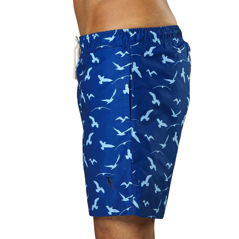 Blaue Badehose mit Möwen-Print