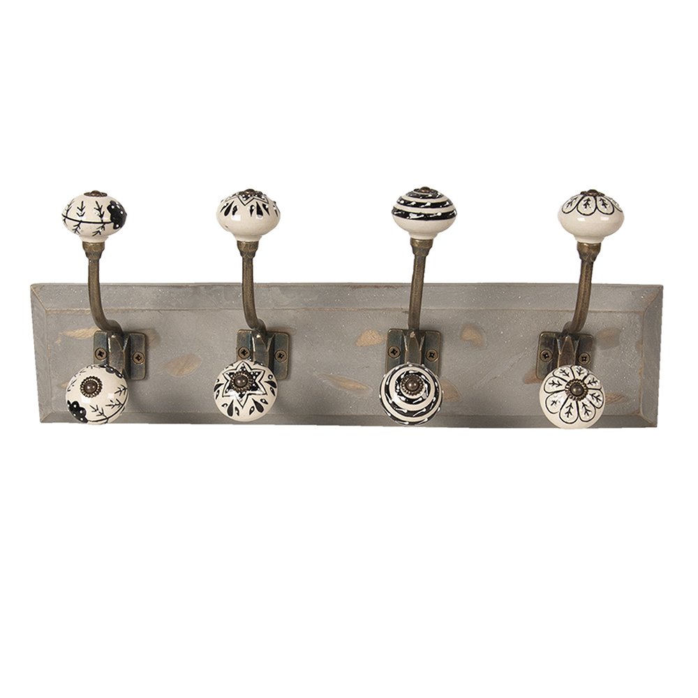 Wandkapstok 4 Haken 45x10x18 cm Wit Hout