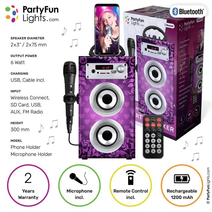 PartyFunLights - Kit Karaoké Bluetooth - haut-parleur de fête - microphone  - télécommande Vente en gros en ligne
