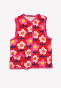 Bio-Baumwoll Kinder Fleece Sweatweste zum Wenden mit Retro-Blumen-Druck