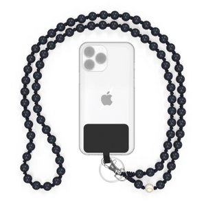 Mobile phone chain universal, wooden beads, handmade - The Sea Urchin