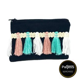 Compact, stylish mini wallet with multiple pockets and colorful tassels. Made of durable, high-quality materials. Ideal for storing cash, cards, and coins while on the go.