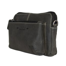 Schultertasche - Gürteltasche - Clutch aus schwarzem Büffelleder - 3 Farben Leder
