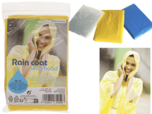 Regenponcho mit Kapuze, Einheitsgröße,