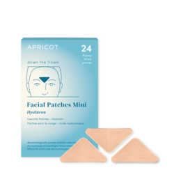  Cotton facial patches with hyaluronic acid, 24 count, for hydrating and soothing skin.