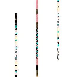 Colorful, beaded eyewear strap with adjustable length and decorative patterns.