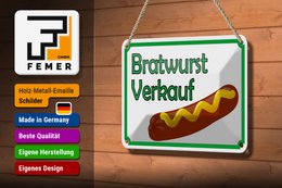 Tin sign notice 18x12cm Bratwurst sale restaurant decoration