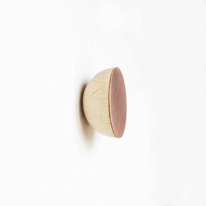 Round Beech Wood & Copper Wall Hook / Knob