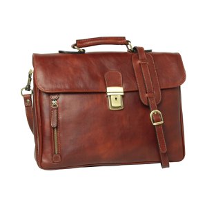 Full grain leather briefcase - Colonial Brown