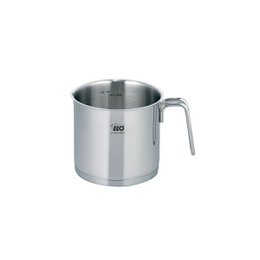 Stainless steel milk jug with 1.6 liter capacity, suitable for milk frothing. Sleek, durable design in a neutral color.