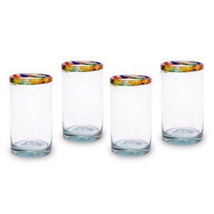 Mondgeblazen drinkglazen set van 4 confetti rand