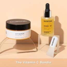  The Vitamin C Bundle includes a Vitamin C gel mask and a Vitamin C serum. The gel mask helps to brighten, hydrate, and protect the skin from UV damage and pigmentation. The serum stimulates the production of collagen for firmer, more youthful-looking skin.