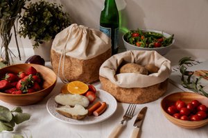 2-in-1 kurken broodzak en mand - fruitschaal M