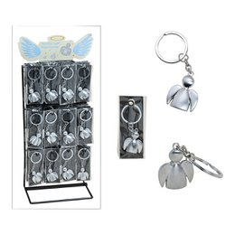  Metal angel keyring, silver, 3cm, small pendant charm, wings detail