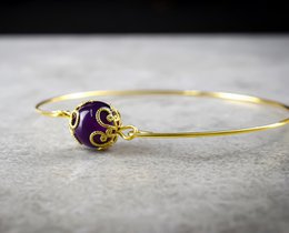 Amethyst Gold Armband - Vergoldeter Minimalistischer Edelstein Aura Schmuck RETARM-21