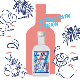 A bottle of Applaus Miniaturen - Suedmarie cocktail with tropical floral elements in the background. The bottle features a label with the product name and a vibrant, colorful design.
