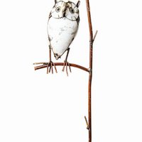 Zimba-Arts METAL WHITE OWL ON STICK
