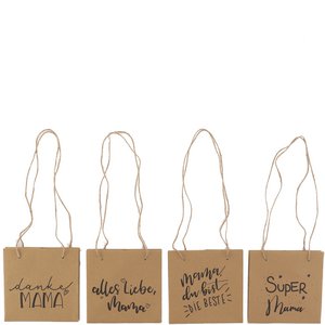 Paper bag Mama, 4 motifs, L16cm, W16cm, H16cm, natural