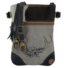 Nieuwe Domelo Dirndl schoudertas - Oktoberfest traditionele tas. Tas met edelweiss & hart design - traditionele kleine crossbody tas gemaakt van canvas & koeienhuid. kopiëren