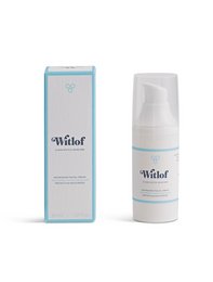 Nourishing facial cream in a white and blue packaging. Moisturizing and hydrating formula for healthy skin.