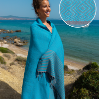 SAHARA Cotton Hammam Pool Towel – Sand Free & Compact – Turquoise - 180x100 cm