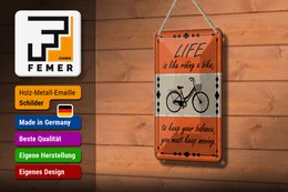 Tin sign saying 12x18cm Life is like riding a bike decoration